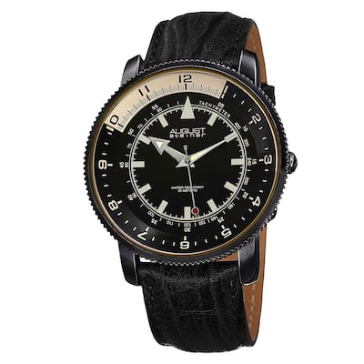 August Steiner Men's Swiss Quartz Tachymeter Leather Strap Watch