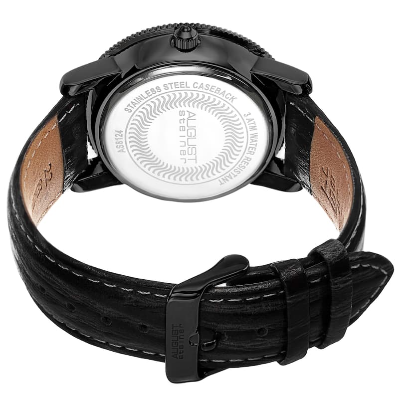 August Steiner Men's Swiss Quartz Tachymeter Leather Strap Watch