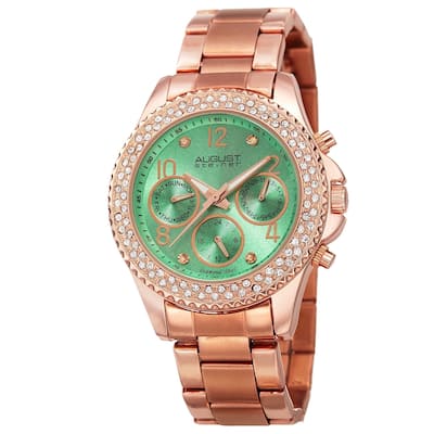 August Steiner Women's Swiss Quartz Diamond Green Bracelet Watch