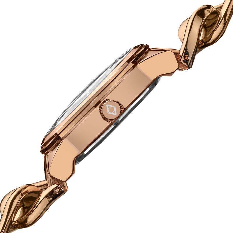 Akribos XXIV Women's Swiss Quartz Diamond Twist Chain Rose-Tone Bracelet Watch
