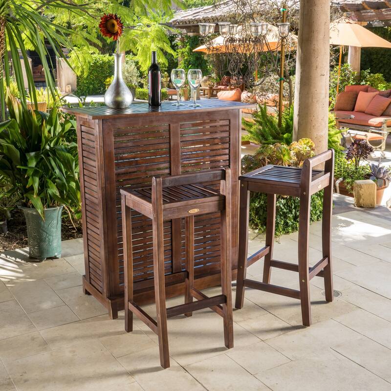 Riviera 3-piece Outdoor Wood Bar Set by Christopher Knight Home