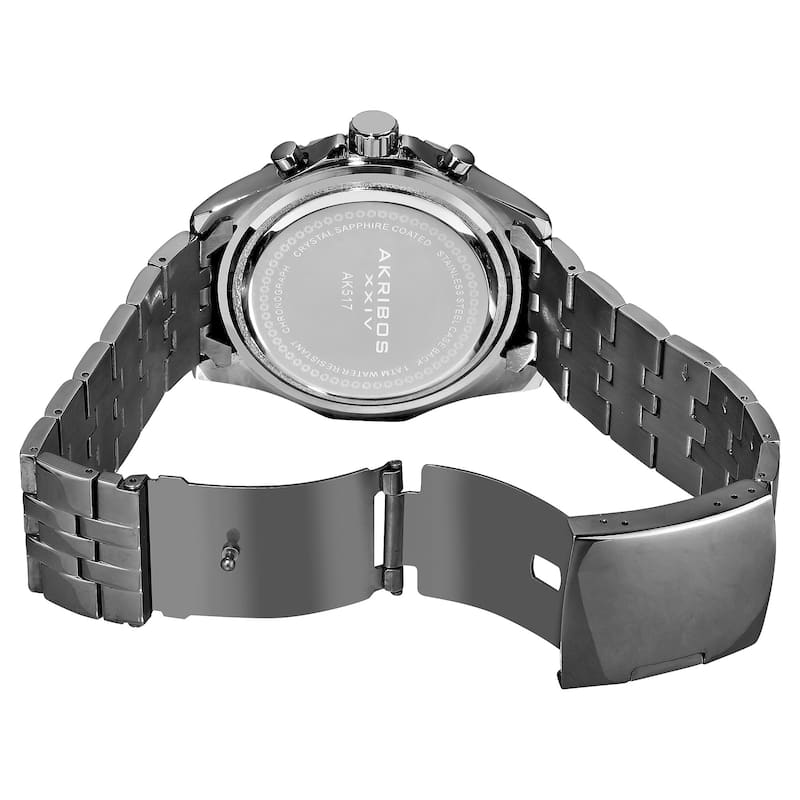 Akribos XXIV Men's Large Swiss Quartz Chronograph Stainless Steel Bracelet Watch