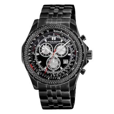 Akribos XXIV Men's Large Swiss Quartz Chronograph Stainless Steel Bracelet Watch