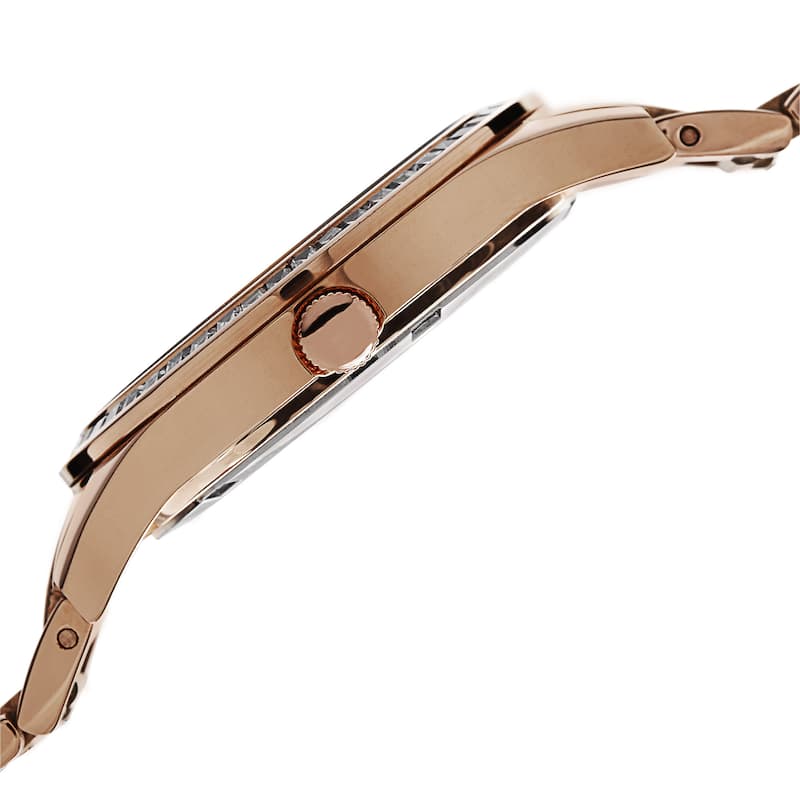 Akribos XXIV Women's Crystal Bezel Stainless Steel Rose-Tone Bracelet Watch