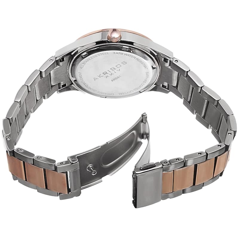 Akribos XXIV Women's Crystal Bezel Stainless Steel Two-Tone Bracelet Watch