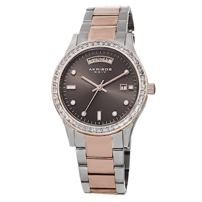 Akribos XXIV Women's Crystal Bezel Stainless Steel Two-Tone Bracelet Watch