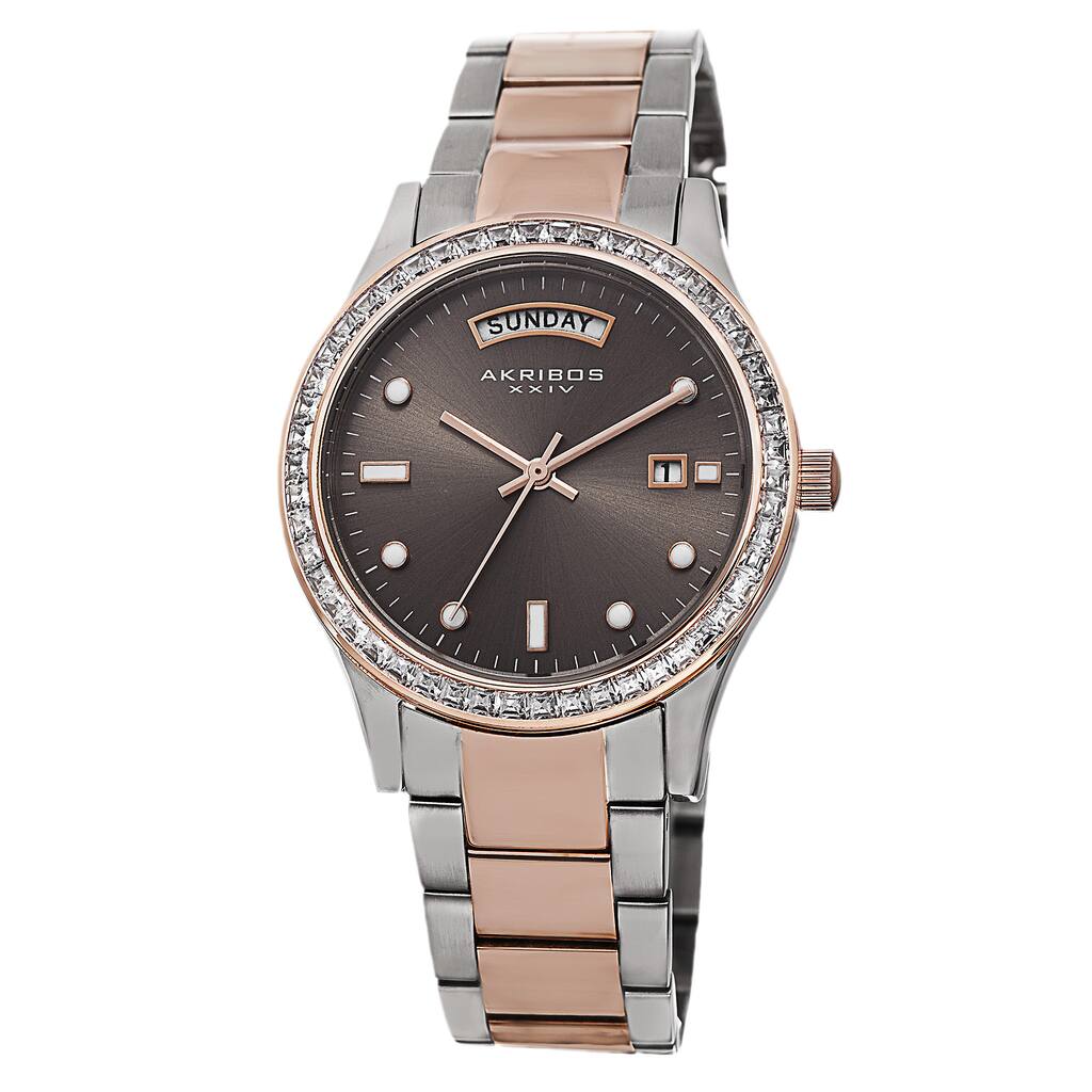 Akribos XXIV Women's Crystal Bezel Stainless Steel Two-Tone Bracelet Watch