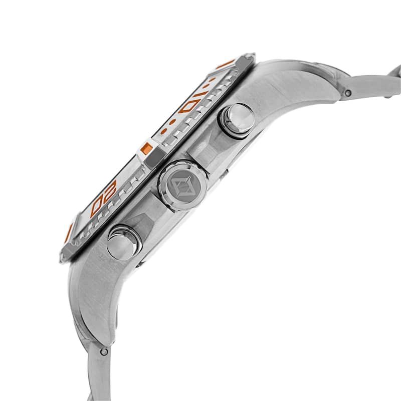 Akribos XXIV Men's Quartz Stainless Steel Multifunction Dual-Time Silver-Tone Bracelet Watch
