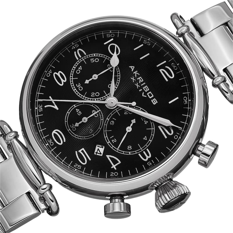 Akribos XXIV Men's Quartz Chronograph Stainless Steel Silver-Tone Bracelet Watch