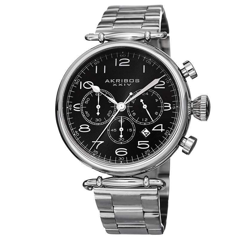 Akribos XXIV Men's Quartz Chronograph Stainless Steel Silver-Tone Bracelet Watch
