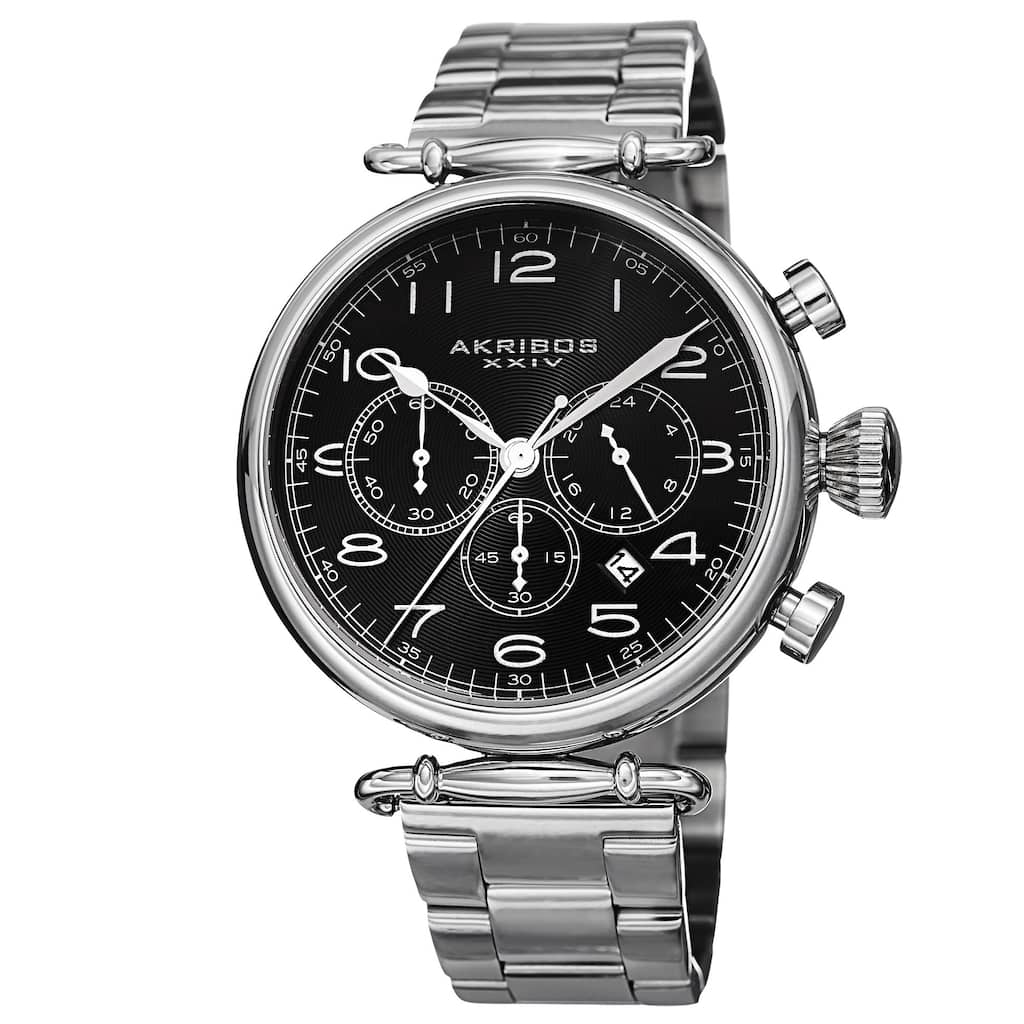 Akribos XXIV Men's Quartz Chronograph Stainless Steel Silver-Tone Bracelet Watch