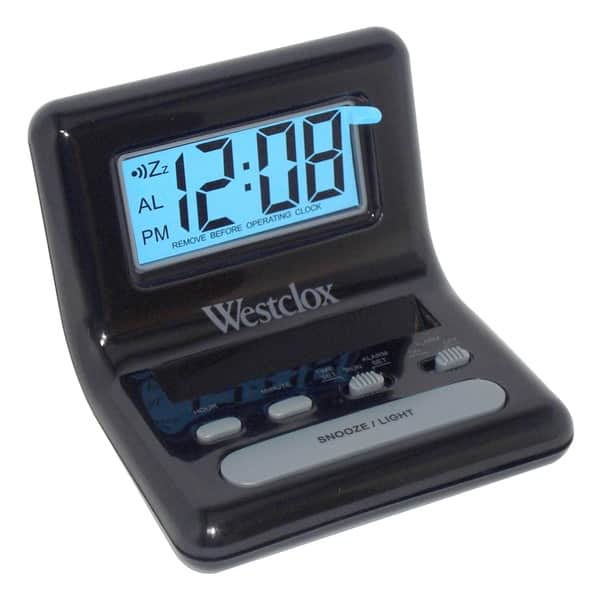 WestClox Black Bedside LCD Alarm Clock Bed Bath & Beyond 9437645