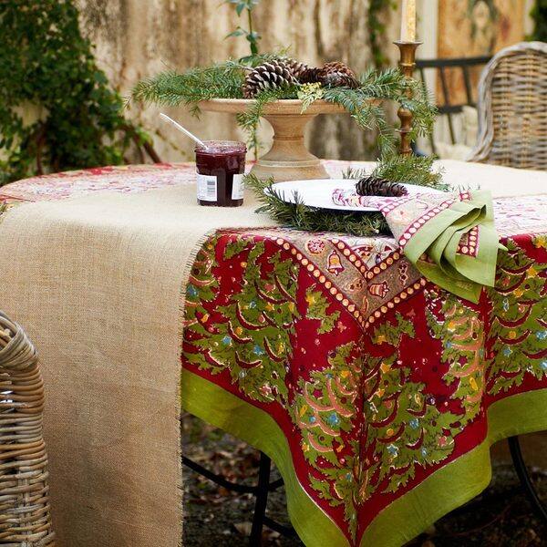 slide 2 of 3, Couleur Nature Noel Square Tablecloth