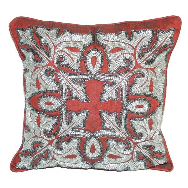 Square Decorative Throw Pillow with Beaded Embroidery Overstock 9438872