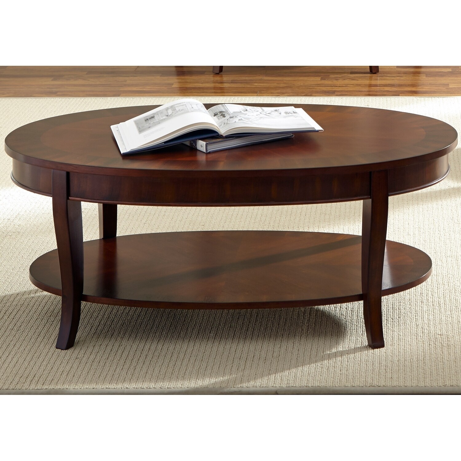 Shop Bradshaw Rich Cherry Oval Cocktail Table Free Shipping On Orders