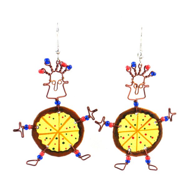 Dancing Girl Pizza Earrings (Kenya)  ™ Shopping   Great