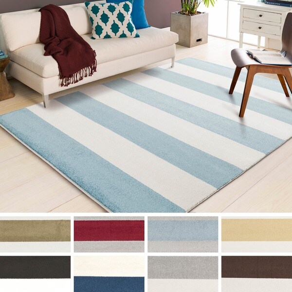 Meticulously Woven Cajon Casual Striped Area Rug (3'3 x 5') Free