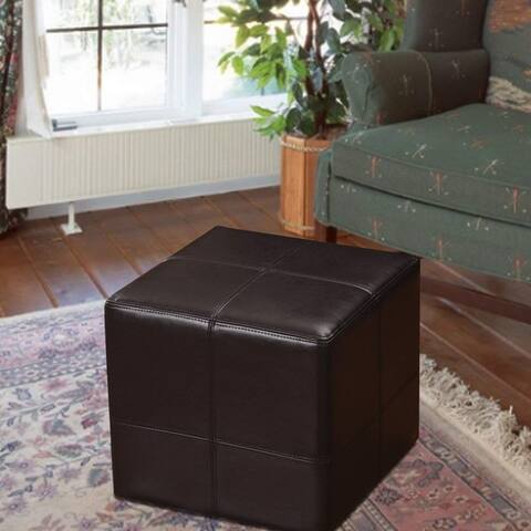 Adeco Brown-black Bonded Leather Cube Ottoman/ Footrest