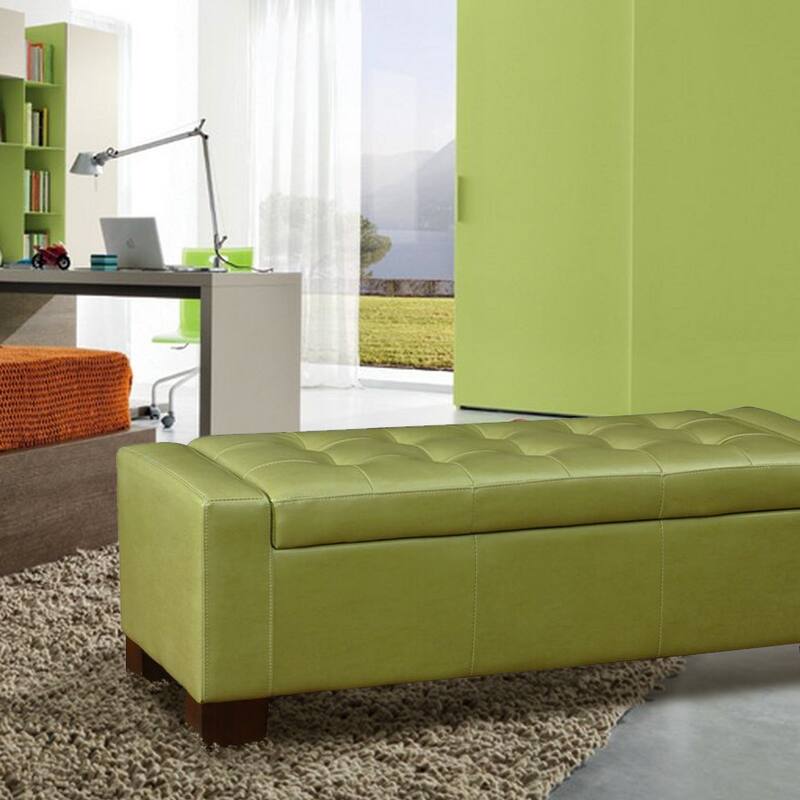 Bonded Leather Storage Ottoman