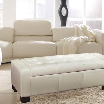 Bonded Leather Storage Ottoman