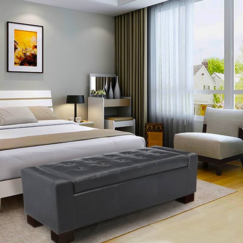 Bonded Leather Storage Ottoman