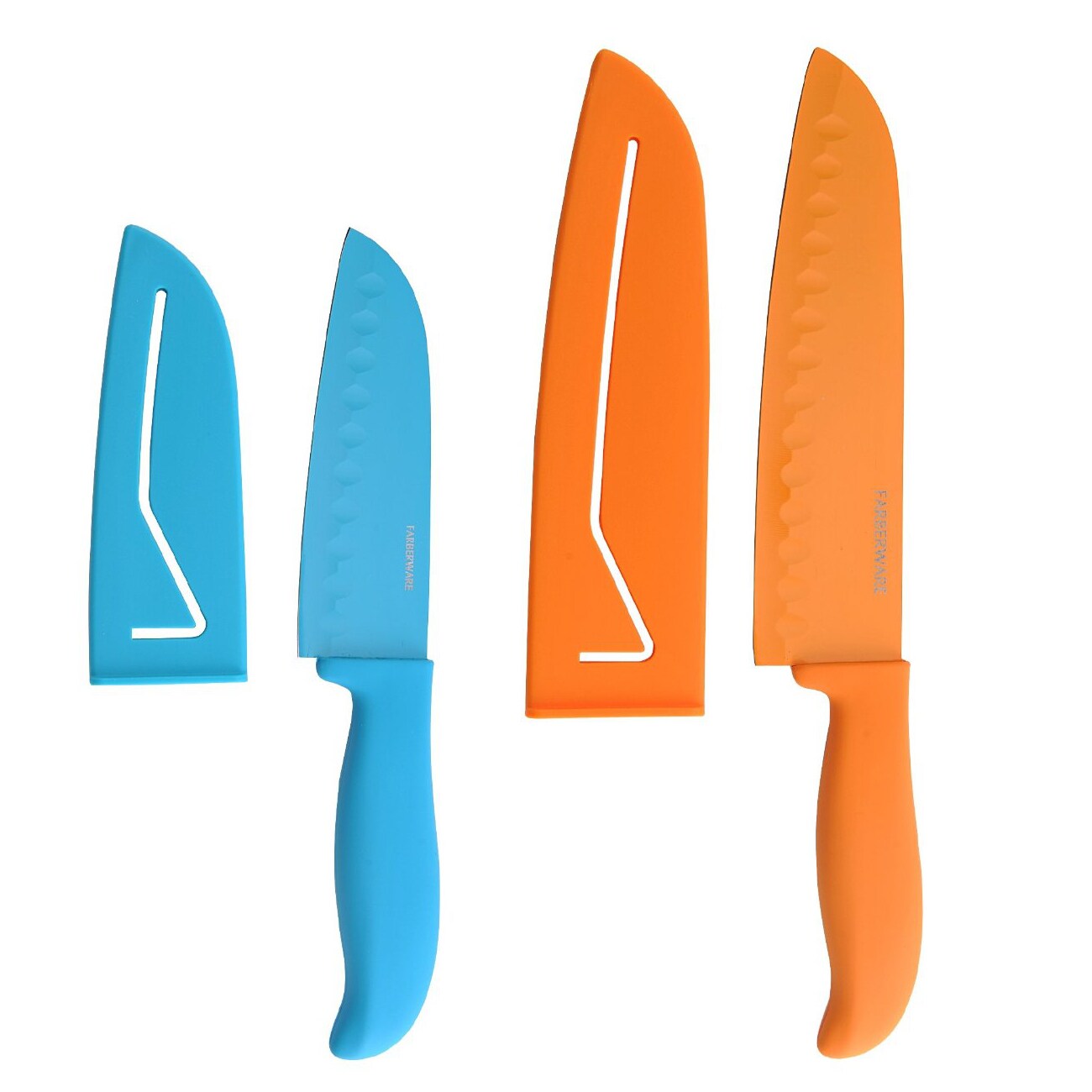 Shop Farberware Resin 5 Inch And 7 Inch Santoku Knife With 2 Blade Covers 4 Piece Set Overstock 9439974