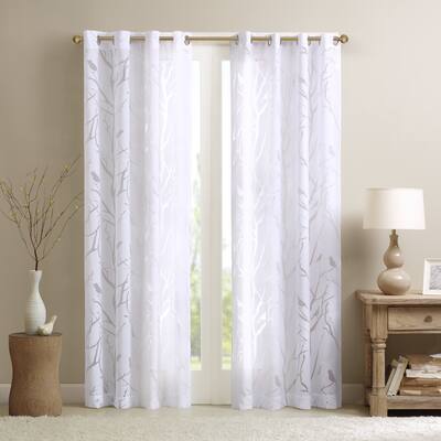 Madison Park Vina Sheer Bird Single Curtain Panel