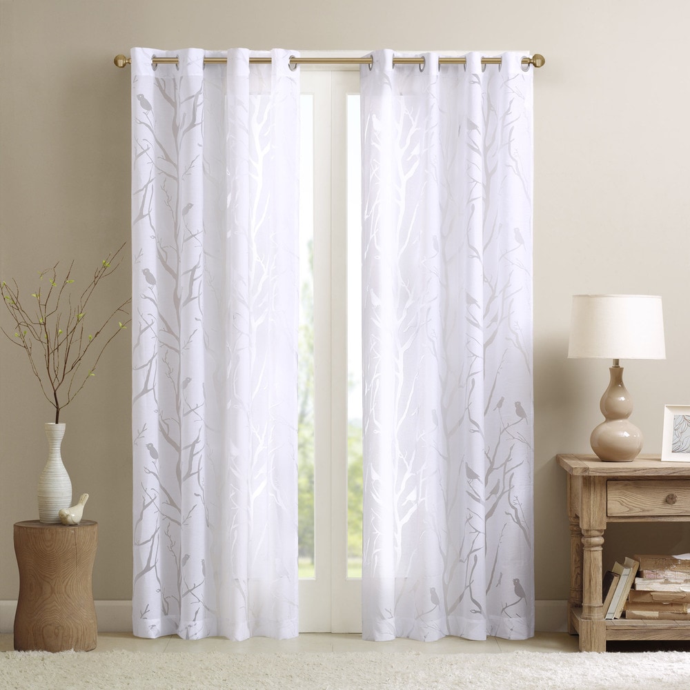 Madison Park Averil Grommet Top Sheer Bird on Branches Burnout Window Curtain