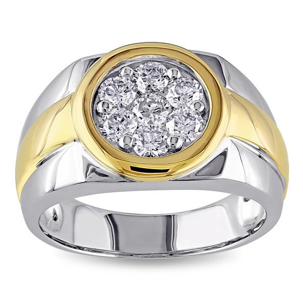 Shop Miadora Signature 10k Two-tone Gold Men&#39;s 1ct TDW Diamond Ring (H-I, I2-I3) - On Sale ...