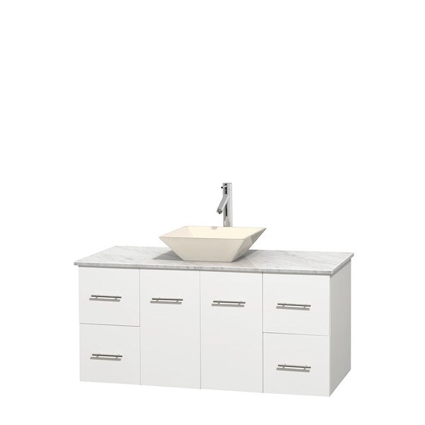 Wyndham Collection Centra White 48 inch Single Carrera Marble Vanity
