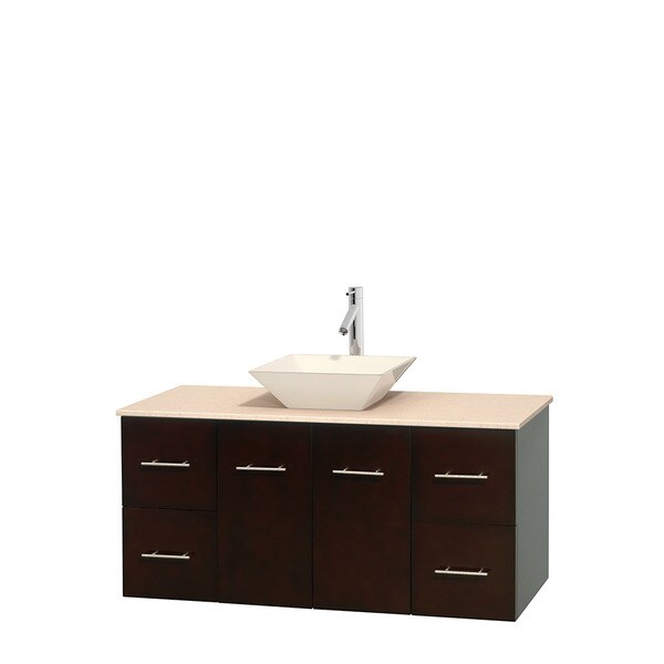 Wyndham Collection Centra Espresso 48 inch Single Ivory Marble