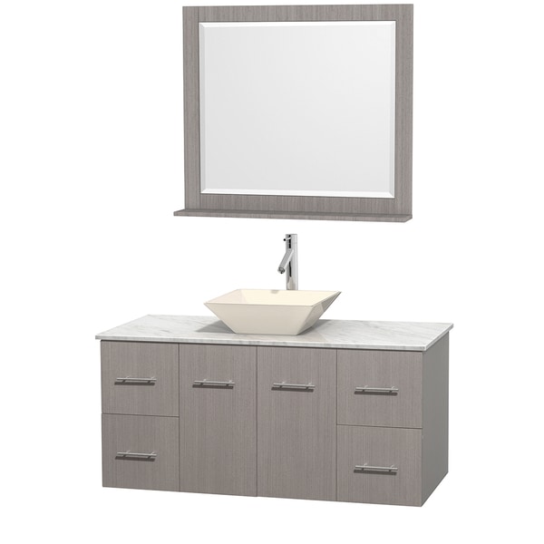 Wyndham Collection Centra White 48 inch Single Carrera Marble Bathroom