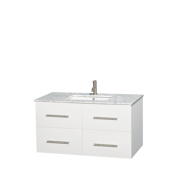 Wyndham Collection Centra White 42-inch Single Carrera Marble Vanity