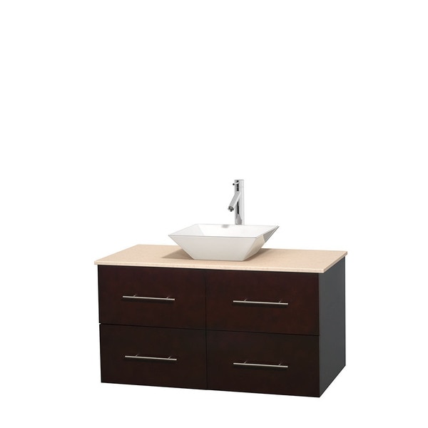 Wyndham Collection Centra Espresso 42-inch Single Ivory Marble Bathroom Vanity