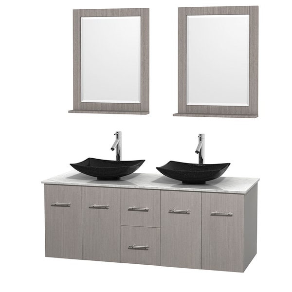 Wyndham Collection Centra 60 inch Double Bathroom Vanity in Grey Oak