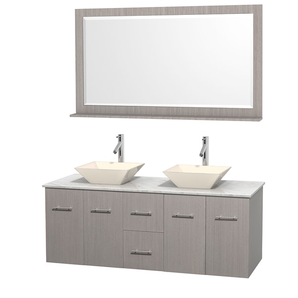 Wyndham Collection Centra 60 inch Double Bathroom Vanity in Grey Oak