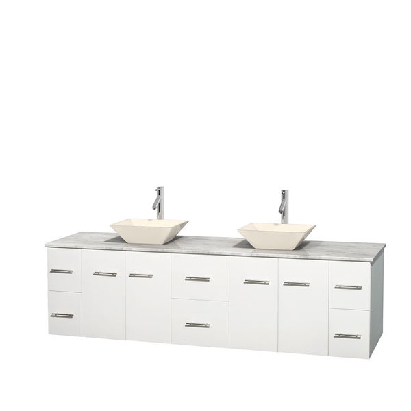 Wyndham Collection Centra 80-inch Double Bathroom Vanity in White, No Mirror (Bone Porcelain or White Porcelain)