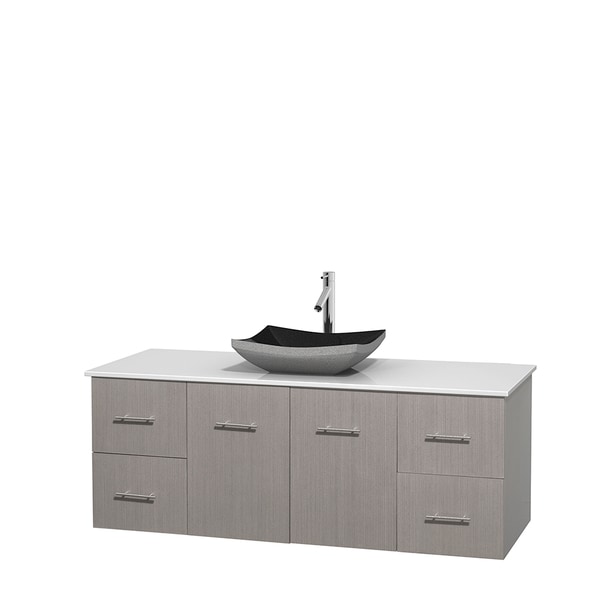 Wyndham Collection Centra 60 inch Single Bathroom Vanity in Grey Oak