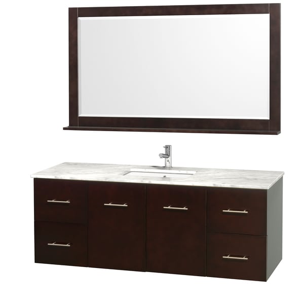 Wyndham Collection Centra Espresso 60-inch Single Bathroom Vanity with Mirror