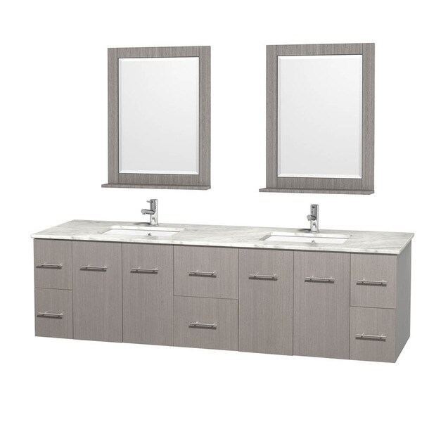 Wyndham Collection Centra 80-inch Double Bathroom Vanity in Grey Oak, with Mirrors