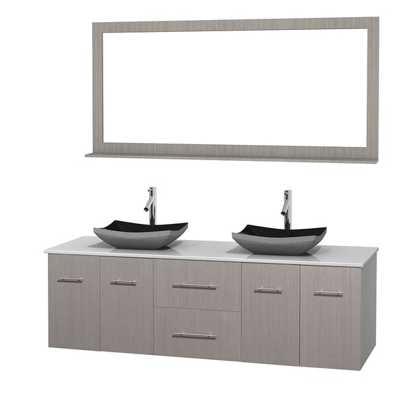 Centra 72-inch Double Grey Oak Vanity with Mirror