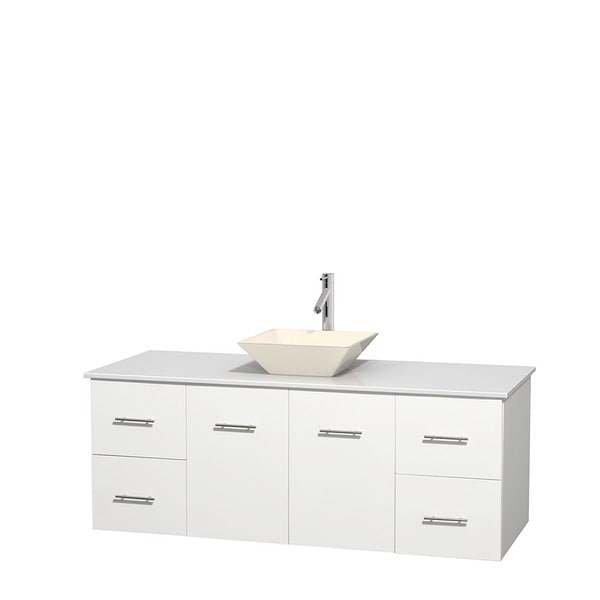 Wyndham Collection Centra 60-inch Single Bathroom Vanity in White, No Mirror (Bone Porcelain or White Porcelain)