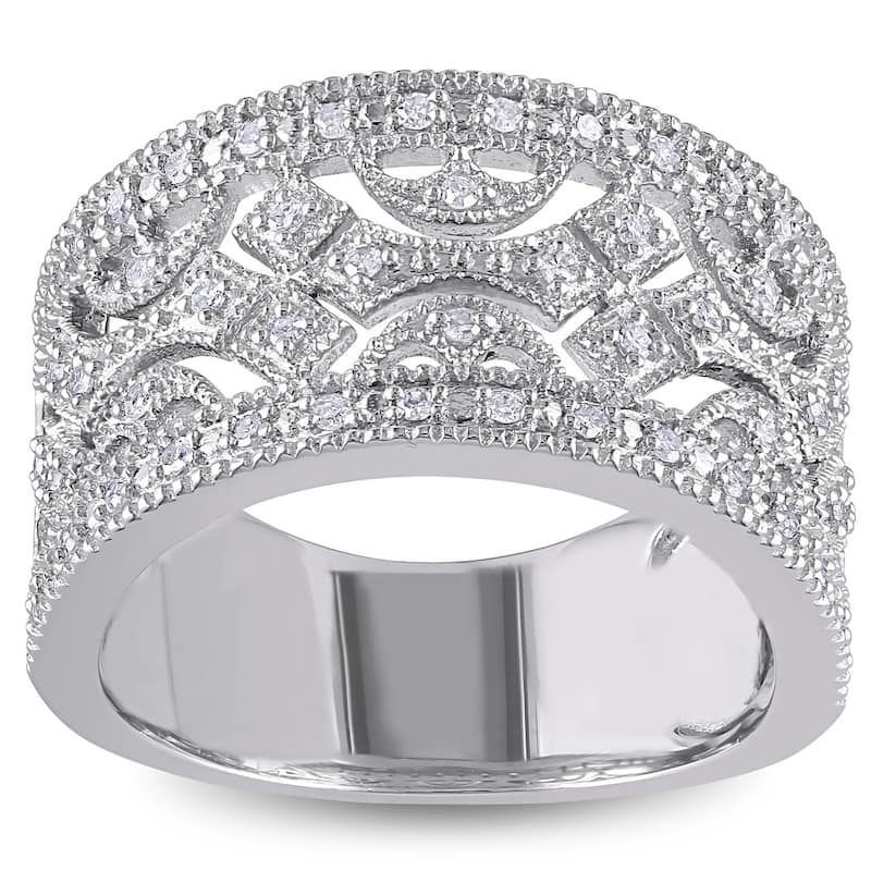 Miadora Sterling Silver 1/4ct TDW Vintage Diamond Anniversary Band - 5
