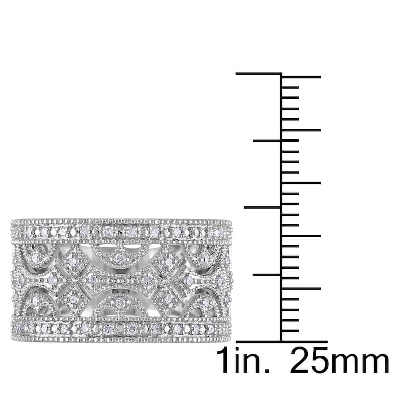 Miadora Sterling Silver 1/4ct TDW Vintage Diamond Anniversary Band