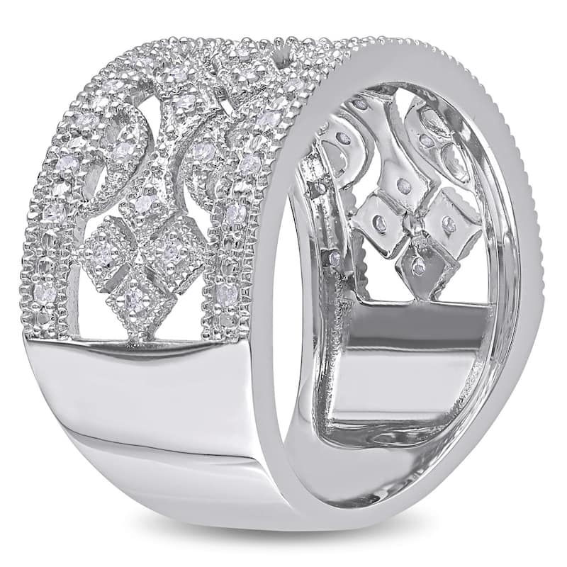 Miadora Sterling Silver 1/4ct TDW Vintage Diamond Anniversary Band