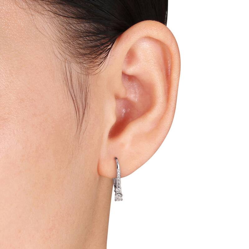 Miadora 10k White Gold 1/ 3ct TDW Diamond Dangle Earrings