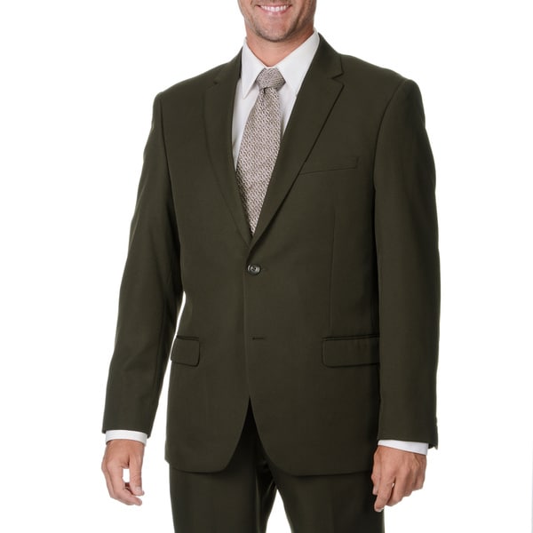 Shop Bolzano Uomo Collezione Men's Olive Polyester 2-button Suit ...