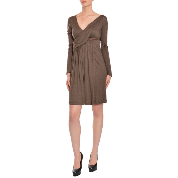 Emanuel Ungaro Womens Heather Brown Cashmere Day Cocktail Dress