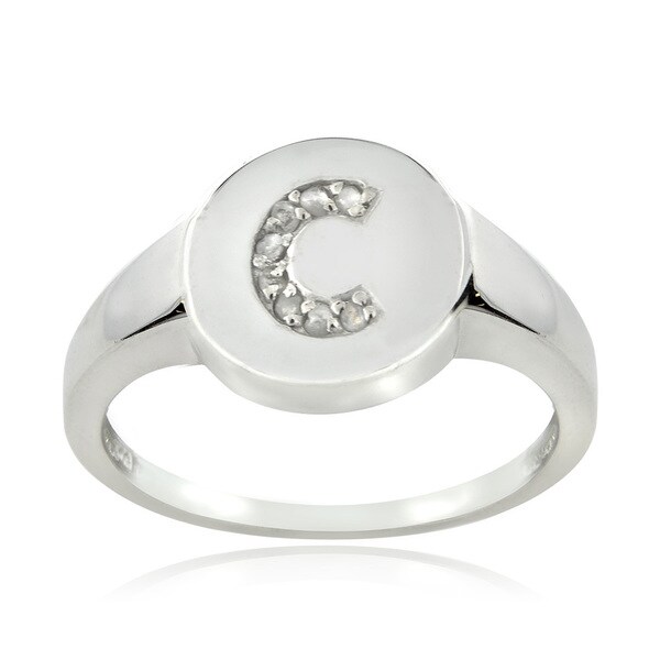 DB Designs Sterling Silver 1/10CT TDW Diamond C Initial Ring