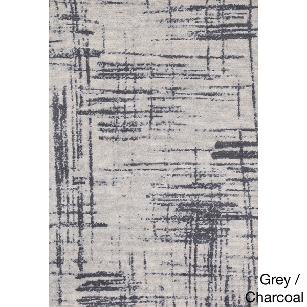 Microfiber Woven Stark Modern Abstract Rug (7'6 x 9'6)